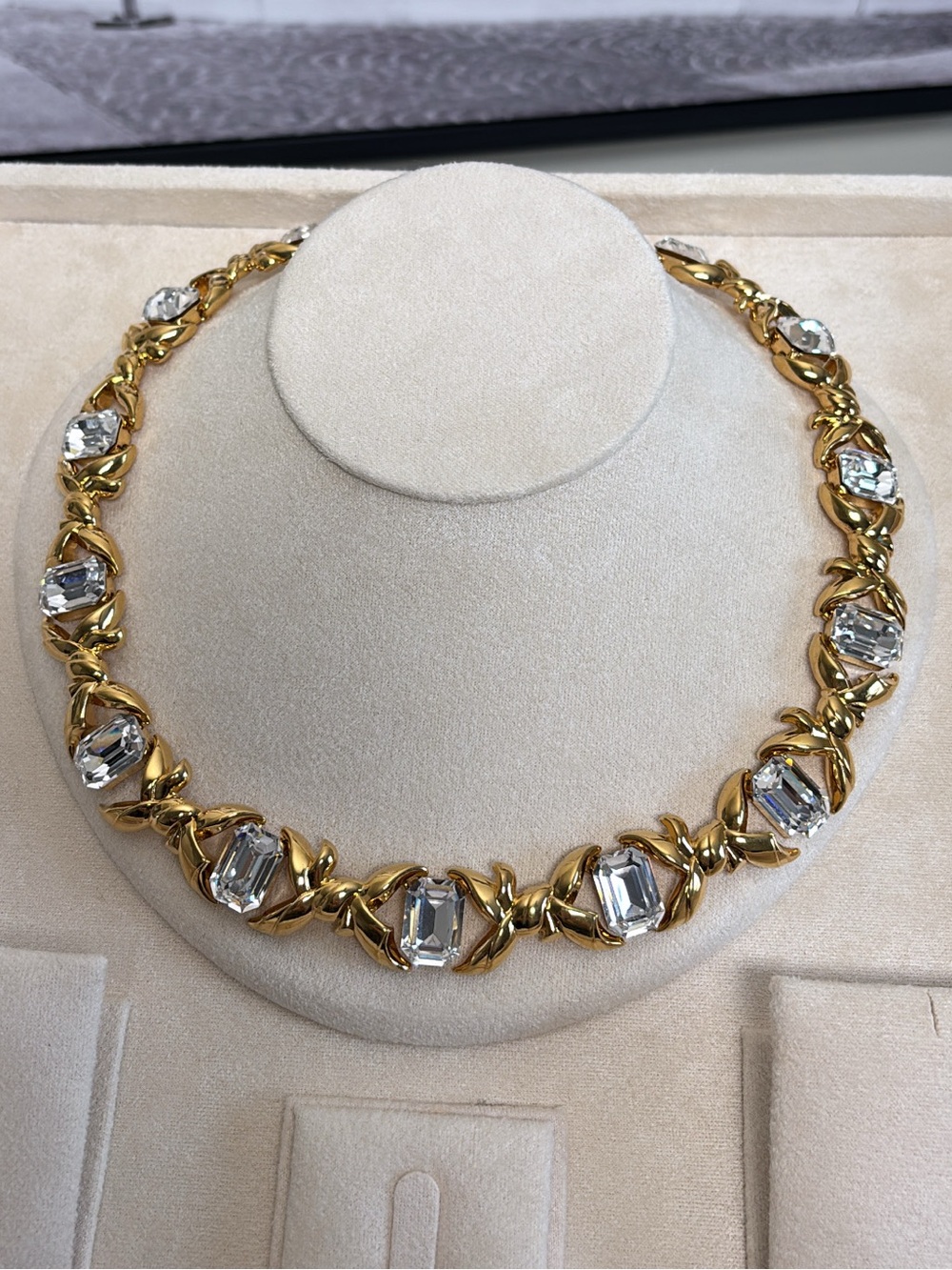 Nina Ricci Gold Crystal Link Necklace - Women's Luxe Statement